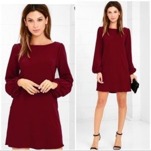 Lulu's  Long Sleeve V Neck Shift Dress - XS
